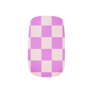 Pink checkerboard  minx nail art