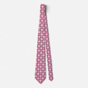 Pink Checkerboard Pattern Neck Tie