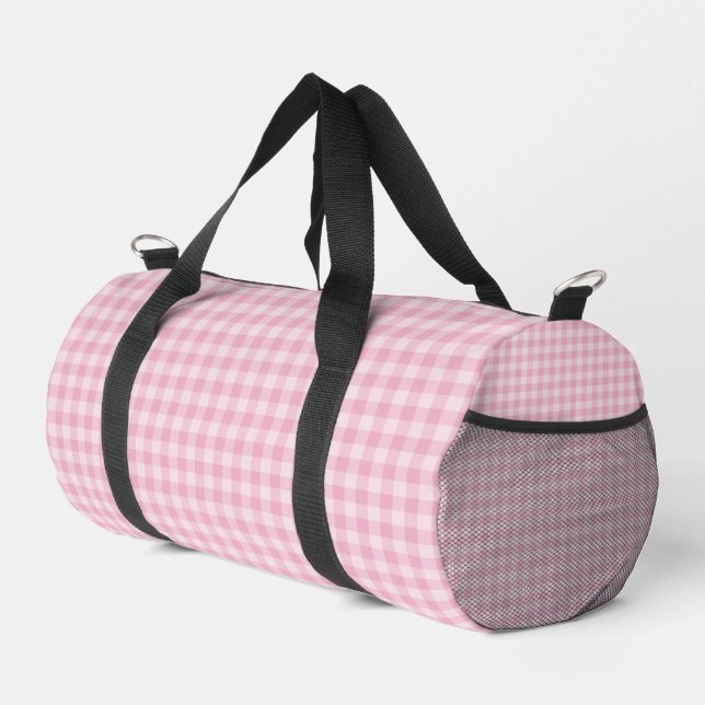 Pink Checkerboard Pattern Small Duffle Bag (Right Corner)