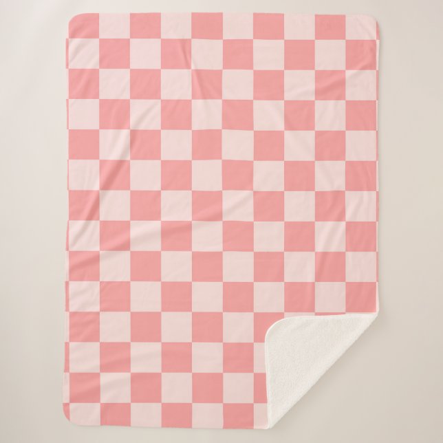 Pink Checkerboard Sherpa Blanket (Front)