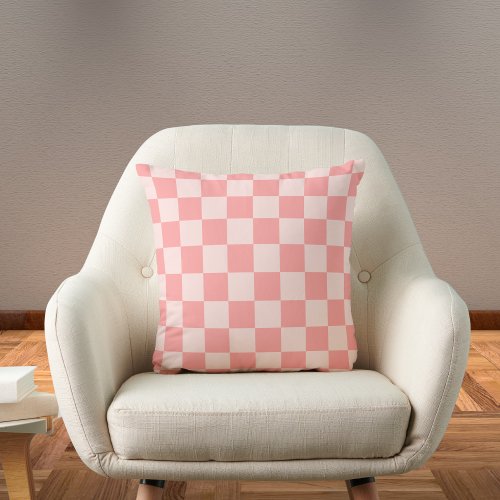 Pink Checkerboard Throw Pillow