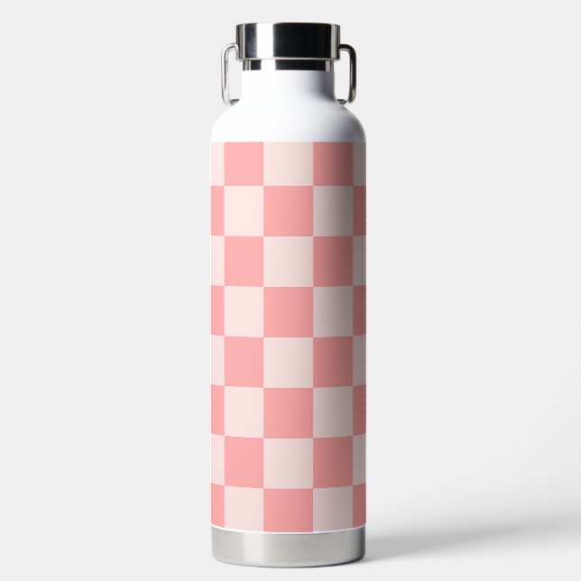 Pink Checkerboard Water Bottle (Front)