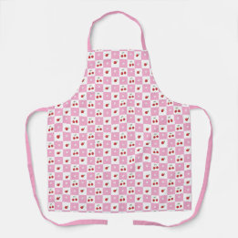 Pink Checkerboard with Cherry and Flower Apron