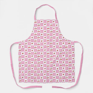 Pink Checkerboard with Cherry and Flower Apron
