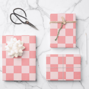 Pink Checkerboard Wrapping Paper Sheets