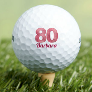 Pink Checkered 80th Birthday Golfer 80 Years Old Golf Balls