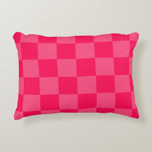 Pink checkered background accent pillow