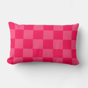 Pink checkered background lumbar pillow