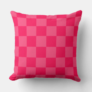 Pink checkered background throw pillow