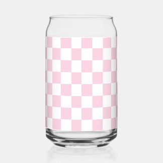 Pink Checkered Can Glass, Sweet Water Decor Glass