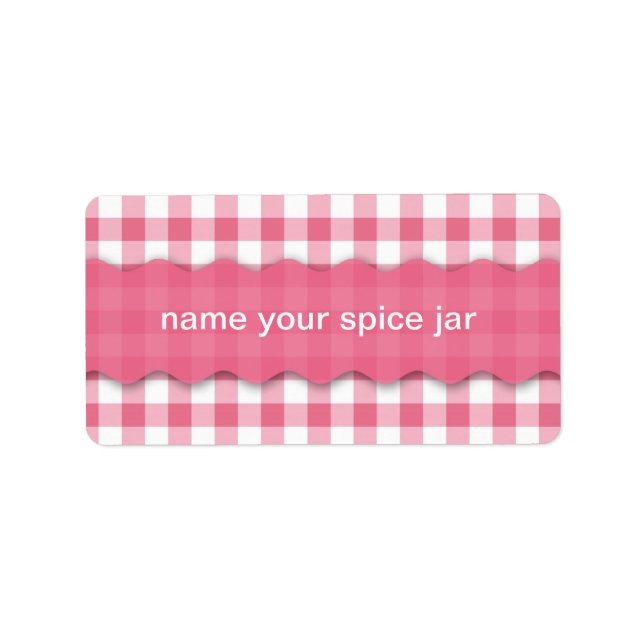 Pink Checkered Design Kitchen Label (Front)