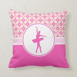 Pink Checkered Diamonds Dance with Monogram Throw Pillow