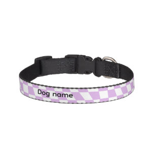 Pink Checkered Dog Name Collar
