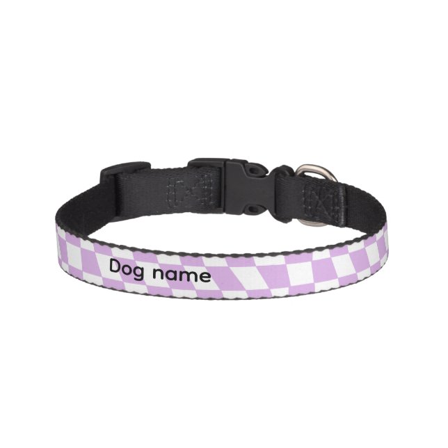 Pink Checkered Dog Name Collar (Front)