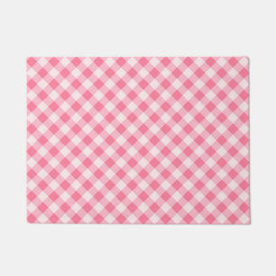 Pink Checkered Fashionable Squares Classy Trendy Doormat
