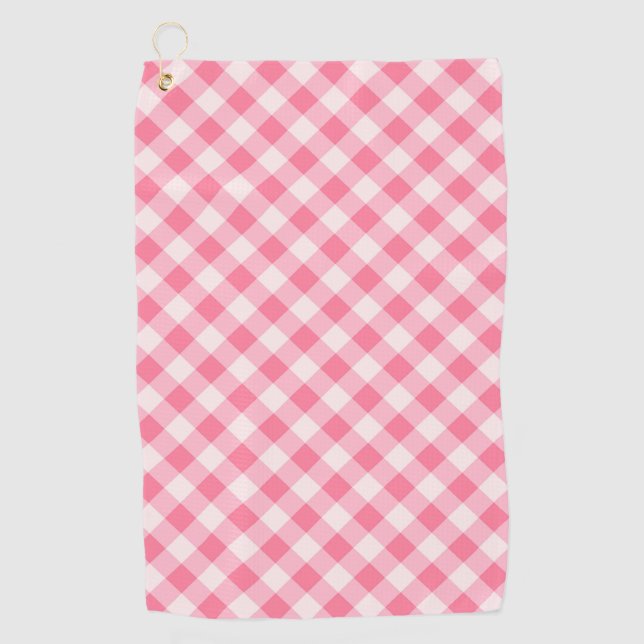 Pink Checkered Fashionable Squares Classy Trendy Golf Towel (Front)