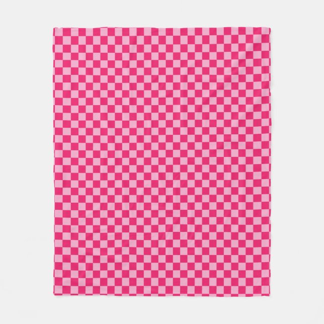 Pink Checkered Fleece Blanket (Front)