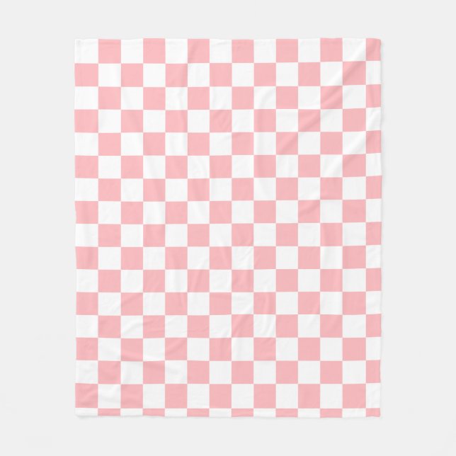 Pink Checkered Fleece Blanket (Front)