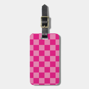 Pink Checkered geometric Luggage Tag