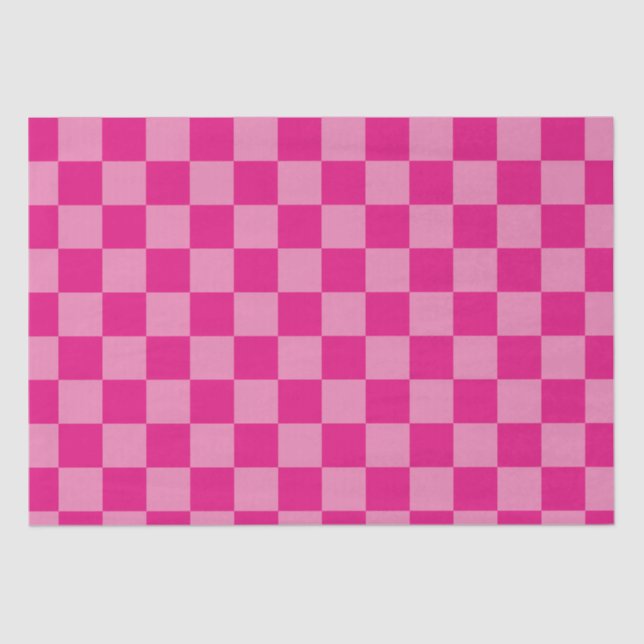 Pink Checkered geometric Tissue Paper (Front)