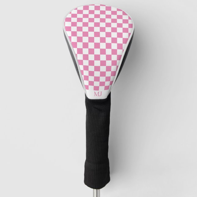 pink checkered monogram golf head cover (Front)