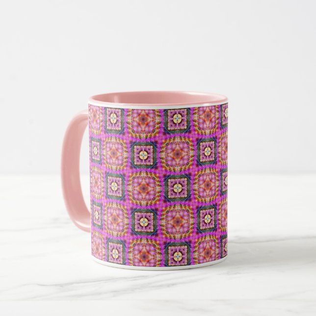Pink Checkered Mug (Front Left)