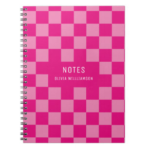 Pink Checkered Name Notebook