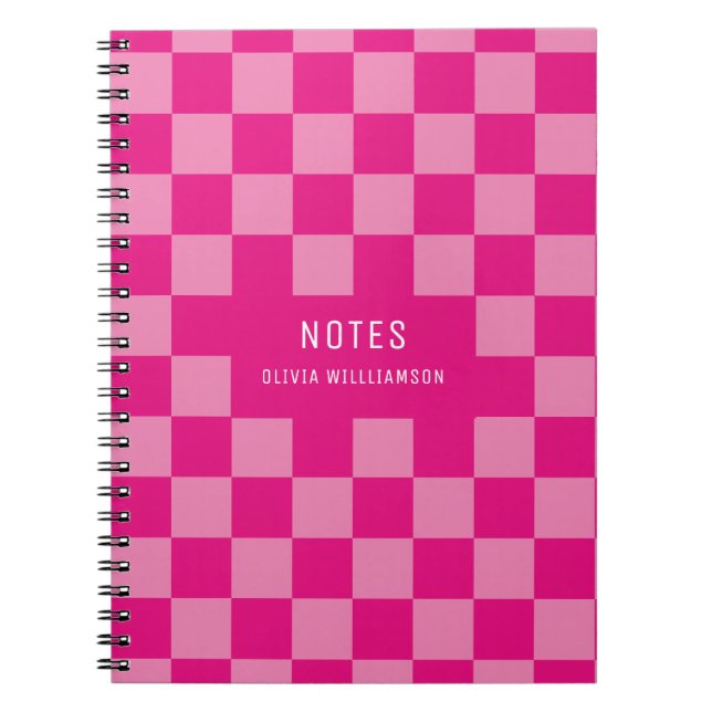 Pink Checkered Name Notebook (Front)