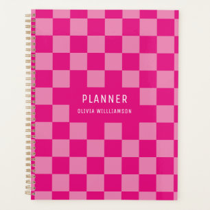 Pink Checkered Name Planner