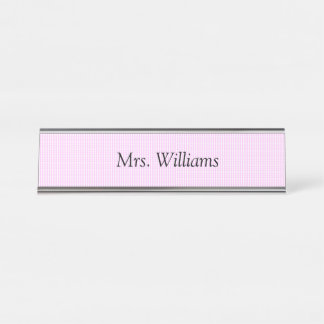Pink Checkered Name Plate