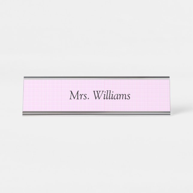 Pink Checkered Name Plate (Front)