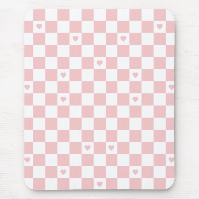 Pink Checkered Pattern Background Mousepad (Front)