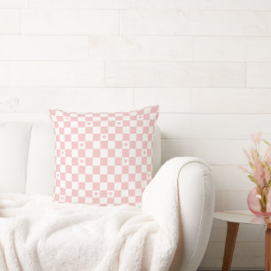 Pink Checkered Pattern Background Throw Pillow