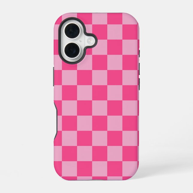 Pink Checkered Print iPhone Case (Back)