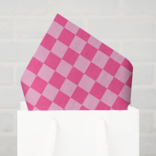 Pink Checkered Print Tissue Paper