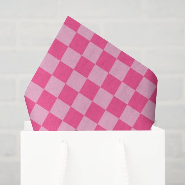 Pink Checkered Print Tissue Paper (Gift Bag)