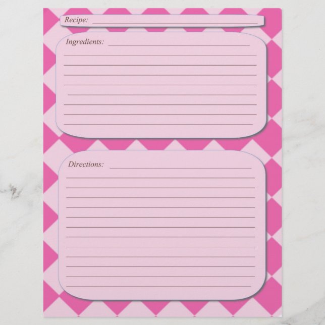 Pink checkered recipe page (Front)