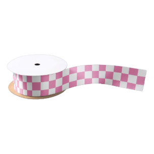 Pink Checkered Satin Ribbon
