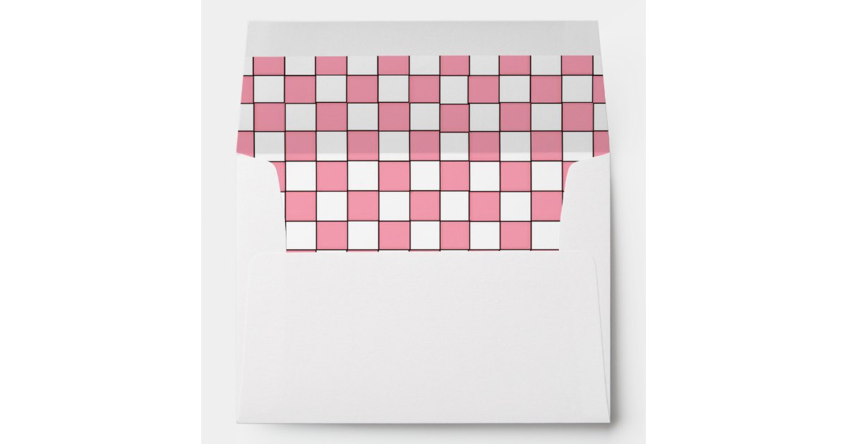Pink checkered tablecloth Baby Q BBQ pattern Envelope | Zazzle