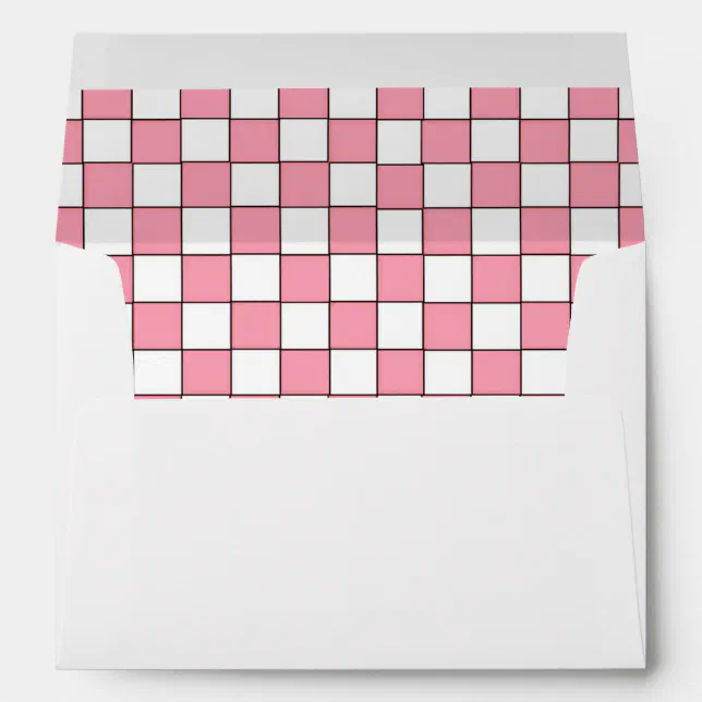 Pink Bbq Pattern Pink checkered tablecloth Baby Q BBQ pattern Envelope | Zazzle