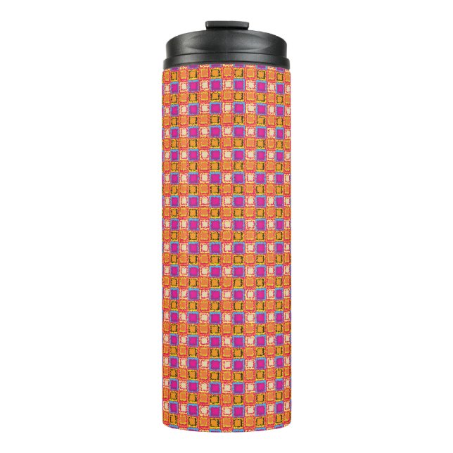 pink checkered thermal tumbler (Front)