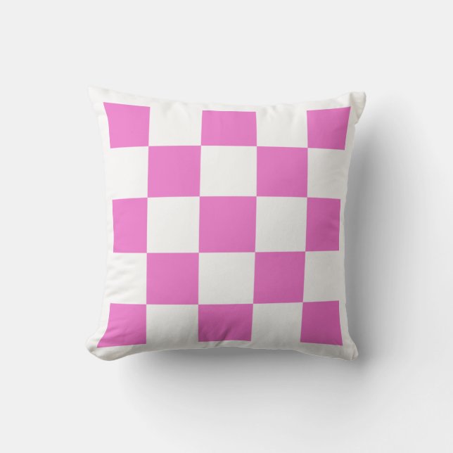 Pink Checkered  Throw Pillow (Front)