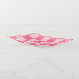 Pink Checkered Trinket Tray