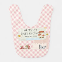 Pink Checkered with Floral Accents & CustoBaby Bib