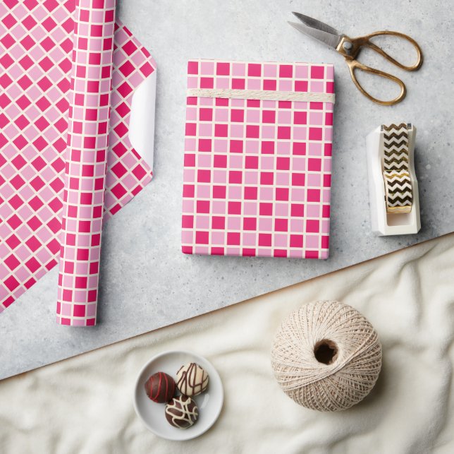 Pink Checkered Wrapping Paper (Crafts)