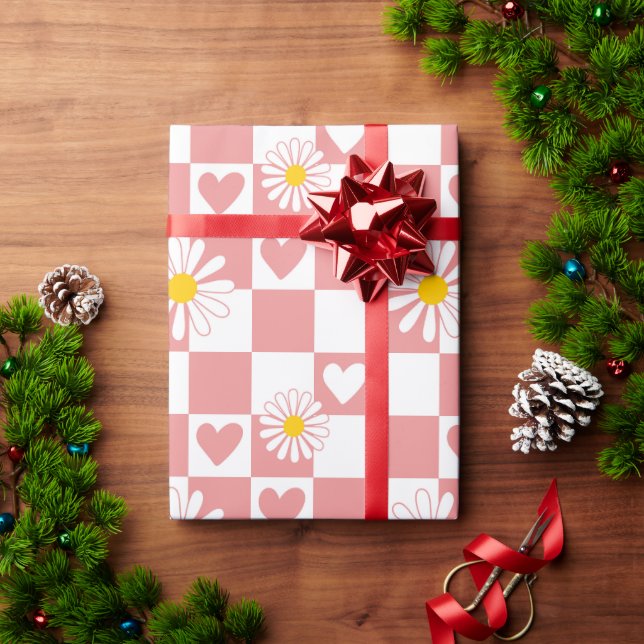 Pink Checkered Wrapping Paper (Holiday Gift)