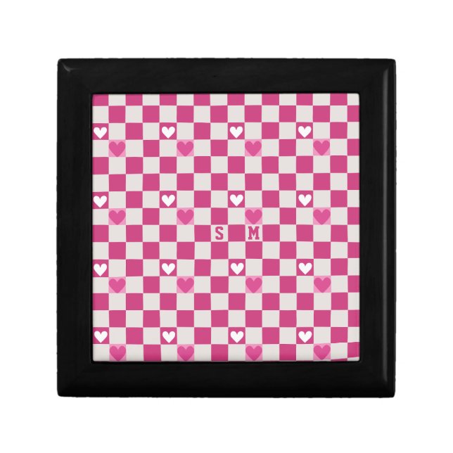 Pink Checkers & Hearts Gift Box (Front)