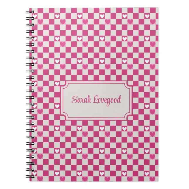 Pink Checkers & Hearts Notebook (Front)