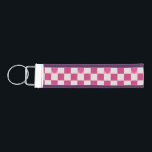 Pink Checkers & Hearts  Wrist Keychain<br><div class="desc">This pink dominant design features pink and white checkers with hearts. It is a great designfor your female friends.</div>