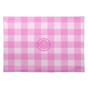 Pink Checkers with Sea Shell- Cloth Placemat
